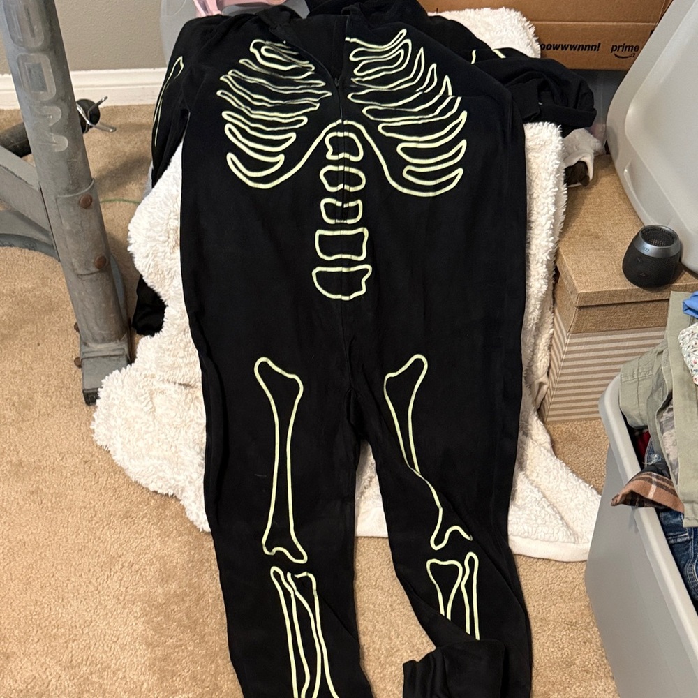 Glow-in-the-Dark Skeleton Hoodie Onesie